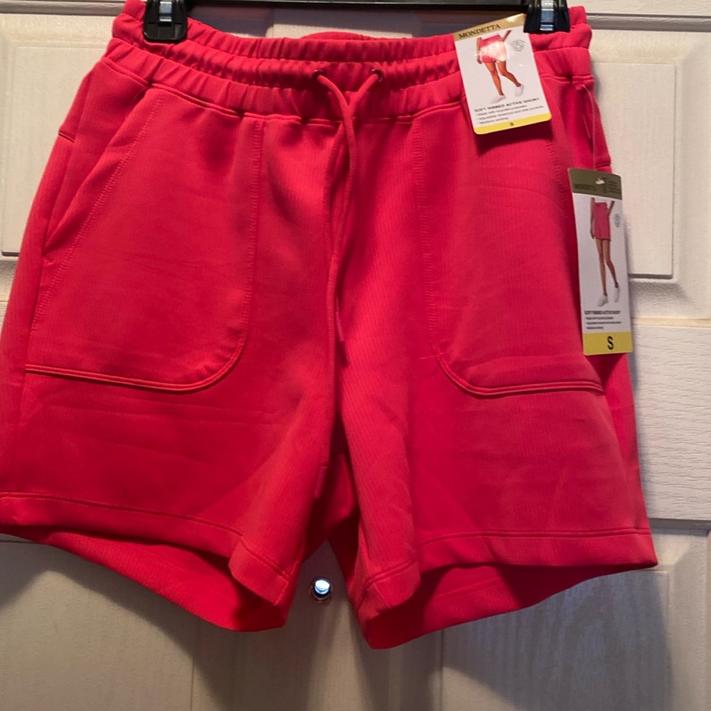 Mondetta Soft Ribbed Active Shorts, Size S, Color Hot Pink, NWT